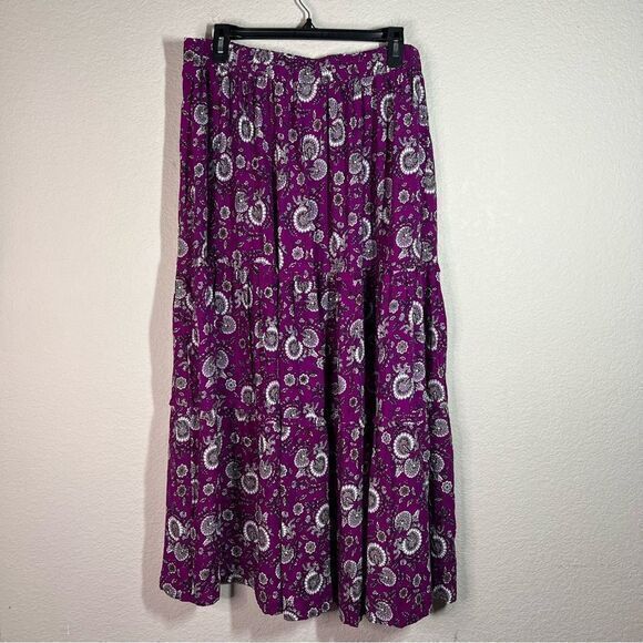 Lane‎ Bryant Purple Floral Tiered Ruffle Maxi Skirt Womens Size 14/16 - Picture 3 of 5